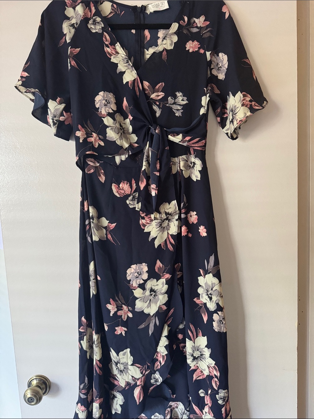 Sienna Sky Navy Floral Wrap Maxi Dress with Tie